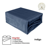 Indigo 800TC Luxury Cotton Self-Stripe Sheet Set King 40 cm Wall King