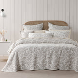 Bianca Ameila Stone Jacquard Quilted Foliage Bedspread Set Queen