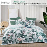 Bianca Abbey Green Cotton Sateen Tropical Floral Quilt Cover Set Double