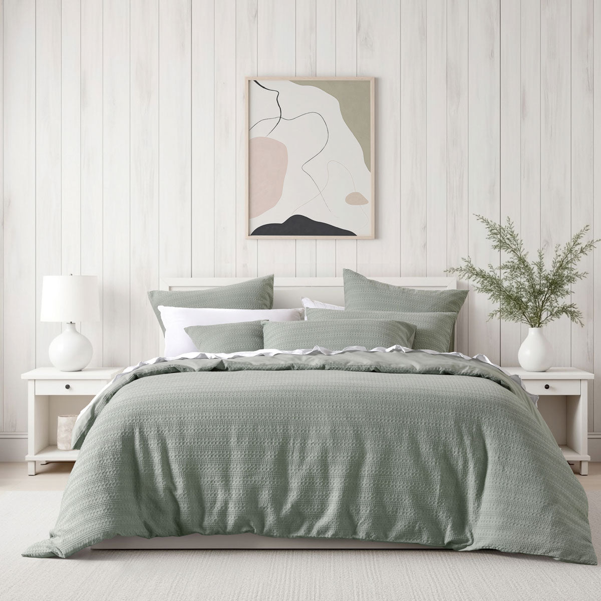 Bianca Kahlani Sage Waffle Quilt Cover Set King
