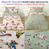 MOJANG Minecraft Reversible Cotton Boys Girls Quilt Cover Set Double