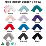 Easyrest Aus Made Medium Support Filled V Shape Pillow 64 x 39 cm Purple