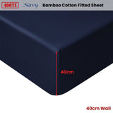 Accessorize 400TC Navy Bamboo Cotton Fitted Sheet 40cm Wall King