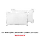 Accessorize Pair of White/Black Piped Hotel Deluxe Cotton Standard Pillowcases