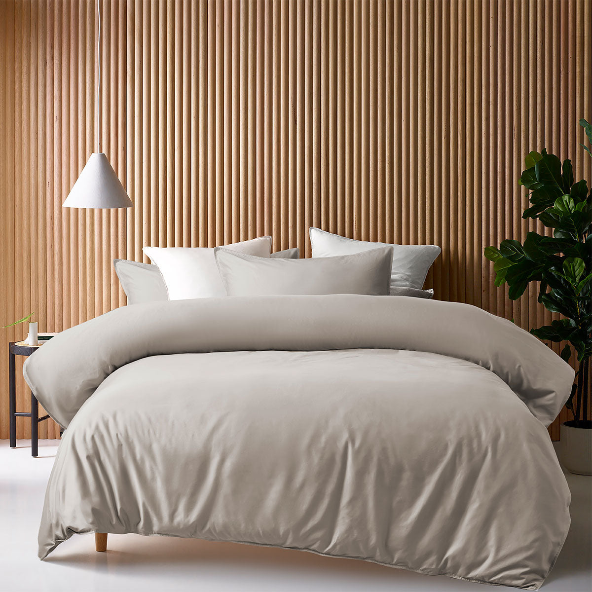 Bamboo bedding on bed