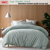 Accessorize 400TC Sage Bamboo Cotton Double Stitch Quilt Cover Set Queen