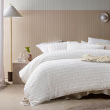 Vintage Design Homewares Parquet White Polyester Cotton Quilt Cover Set Queen