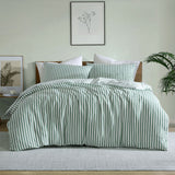 Ardor Frankie Sage Stripe Yarn Dyed Reversible Quilt Cover Set King