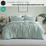 Ardor Frankie Sage Stripe Yarn Dyed Reversible Quilt Cover Set Queen