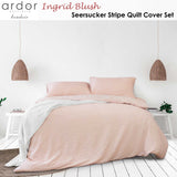 Ardor Ingrid Blush Seersucker Stripe Quilt Cover Set Single