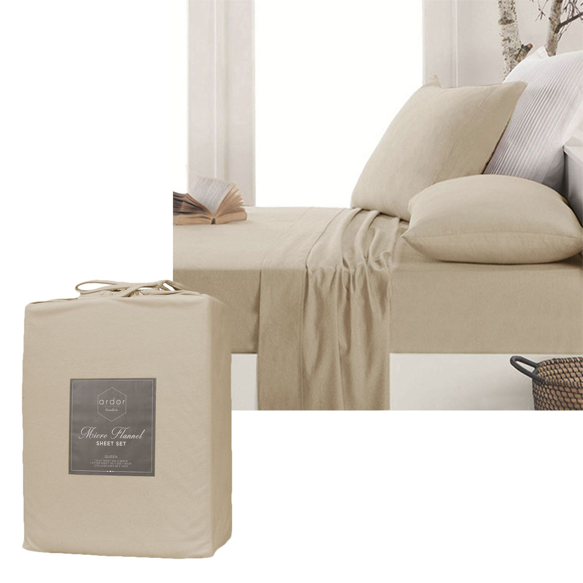 Ardor Micro Flannel Sheet Set Latte King