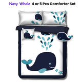 Ramesses Navy Whale Kids Advventure 4 Pcs Comforter Set Single