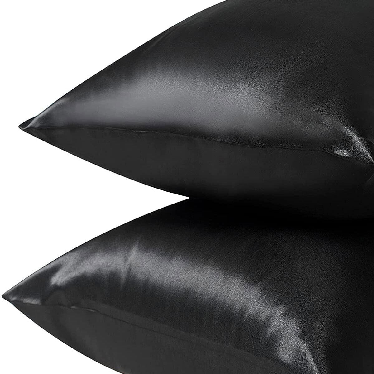 Pair of King Satin Silk Feel Pillowcases with Envelope Closure 51 x 102 cm Navy