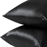 Pair of King Satin Silk Feel Pillowcases with Envelope Closure 51 x 102 cm Rose