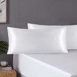 Pair of King Satin Silk Feel Pillowcases with Envelope Closure 51 x 102 cm White