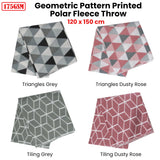 Tiling 175GSM Geometric Pattern Printed Polar Fleece Throw Rug 120 x 150cm Grey