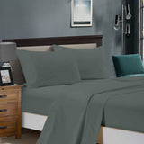 1000TC Ultra Soft Queen Size Bed Charcoal Flat & Fitted Sheet Set
