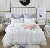 Ruffles Textured Jacquard King Size white Duvet Quilt Cover Set