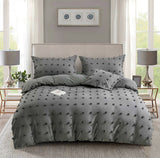 Tufted Dot Jacquard Super King Size Grey Duvet Quilt Cover Set