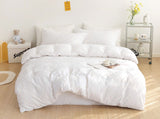 Tufted Diamond Jacquard King Size White Duvet Quilt Cover Set