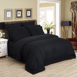 1000TC Ultra Soft Striped King Size Black Duvet Quilt Cover Set