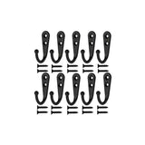 10Pcs Wall Hooks Heavy Duty Coat Hat Robe Hanger Double Hole Zinc Alloy Vintage - Silver