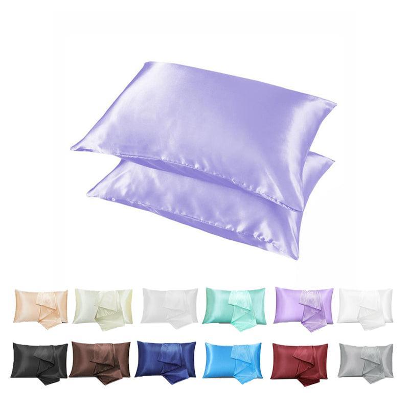 2 Pack Satin Pillowcases Luxury Soft Cushion Covers Bedroom Home Decor - Light Orange