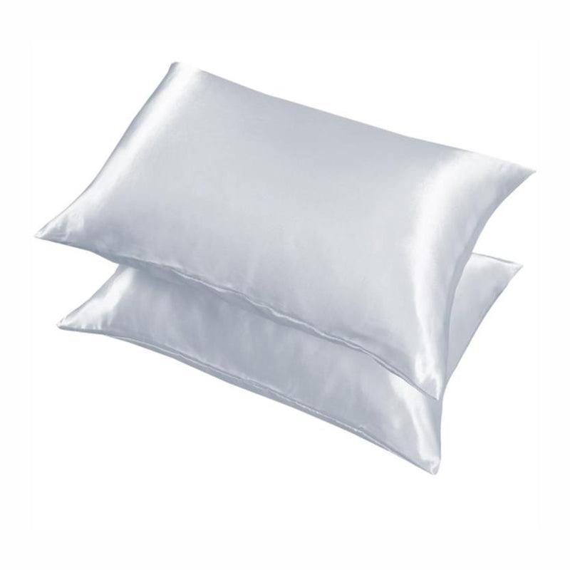 2 Pack Satin Pillowcases Luxury Soft Cushion Covers Bedroom Home Decor - Light Yellow