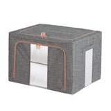 100L Foldable Storage Box Crushed Steel Frame Clothes Quilt Toys Organizer - 100L-Grey