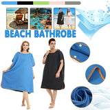 Adult Changing Robe Towel Bath Hooded Quick Dry Beach Towel Poncho Bathrobe - Grey