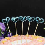 Happy Birthday Acrylic Cake Topper Cake Decoration Golden Silver Party - Blue- Heart