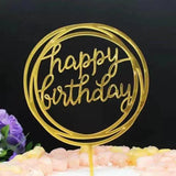 Happy Birthday Acrylic Cake Topper Cake Decoration Golden Silver Party - Red-Heart