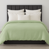 100% Cotton Muslin Duvet Quilt Cover Set w/ 2 Pillow Cases in Pastel Green - Double