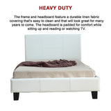 King Single PU Leather Bed Frame White