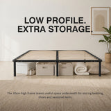 Metal Bed Frame for Double Mattress – Black Powder-Coated Steel Base