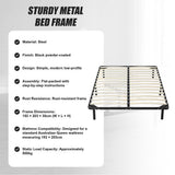 Metal Bed Frame for Queen Mattress – Black Powder-Coated Steel Base