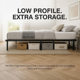 Metal Bed Frame for Queen Mattress – Black Powder-Coated Steel Base