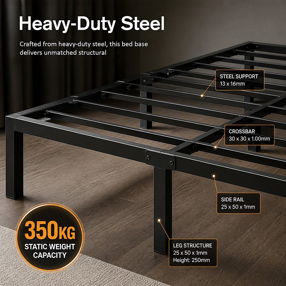 Metal Bed Frame – Heavy-Duty Steel Base for Double Mattress