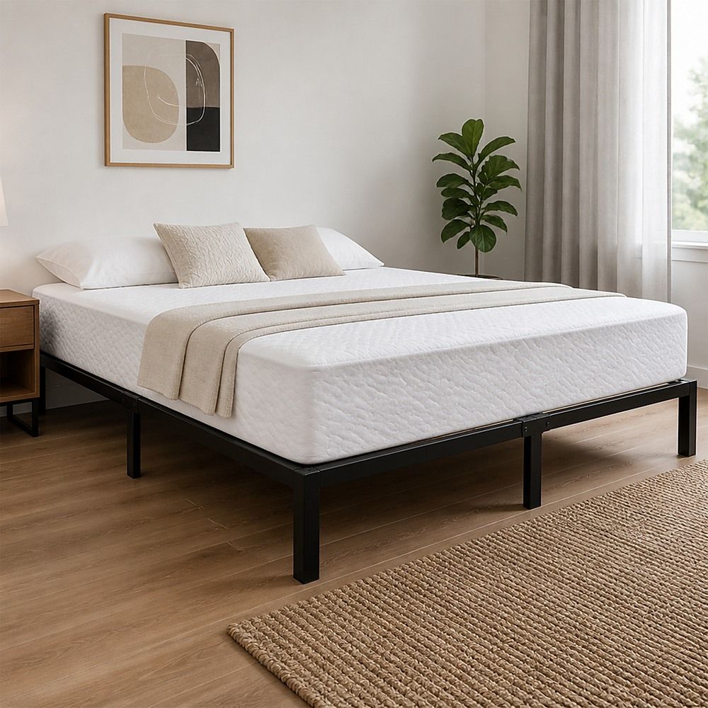 Metal Bed Frame – Heavy-Duty Steel Base for King Mattress