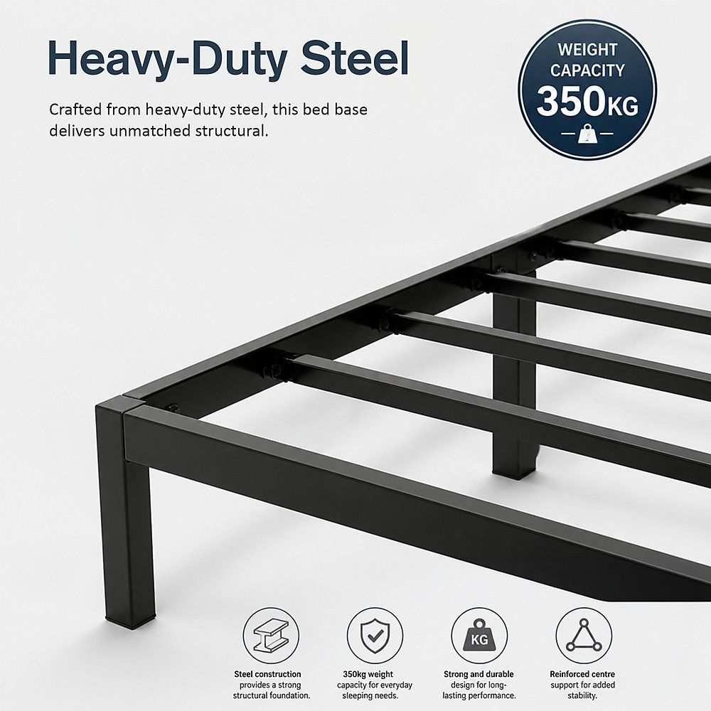 Metal Bed Frame – Heavy-Duty Steel Base for King Mattress