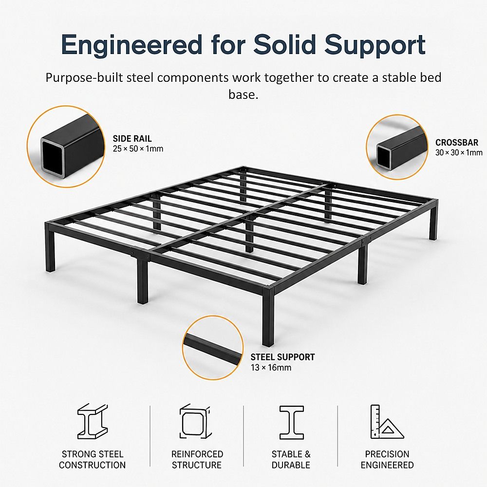 Metal Bed Frame – Heavy-Duty Steel Base for King Mattress