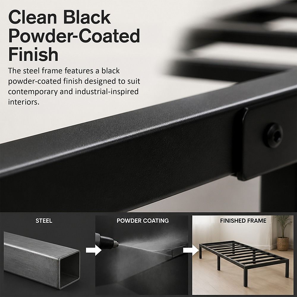 Metal Bed Frame – Heavy-Duty Steel Base for Single Mattress