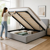 Gas Lift Bed Mechanism – Double Bed Frame with Wooden Slats