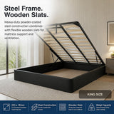 Gas Lift Bed Mechanism – King Bed Frame with Wooden Slats