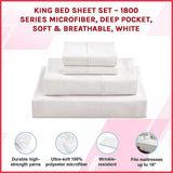 King Bed Sheet Set – 1800 Series Microfiber, Deep Pocket, Soft & Breathable, White