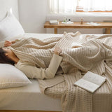 Cotton Waffle Blanket - Air Conditioning Blanket/Throw/Summer Quilt, 100*150cm,Khaki