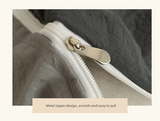 Blue Solid Color Solid Color Solid Color 1.5m Bed Fitted Sheet Set with 200x230cm Duvet Cover - 4-Piece Bedding Set