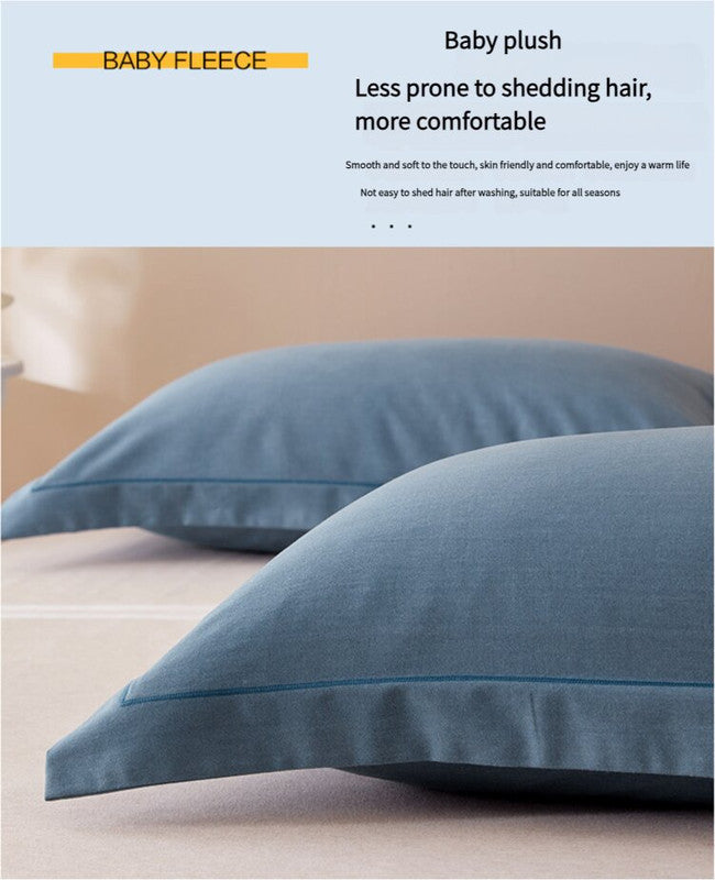 Dark Purple Pure Cotton Flannel Pillowcase Set - Soft, Thickened, Solid Color (Pair, 48x74cm)