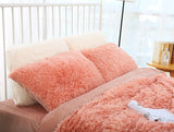 Claret Faux Fur Pillowcase Set - Crystal Velvet Plush Throw Pillow Covers, Bedding Accent (50x70cm, Pair)