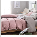 Light Brown And White Stitching Ultra-Soft Solid Color 4-Piece Bedding Set - Queen Size(Suitable for 2m bed)
